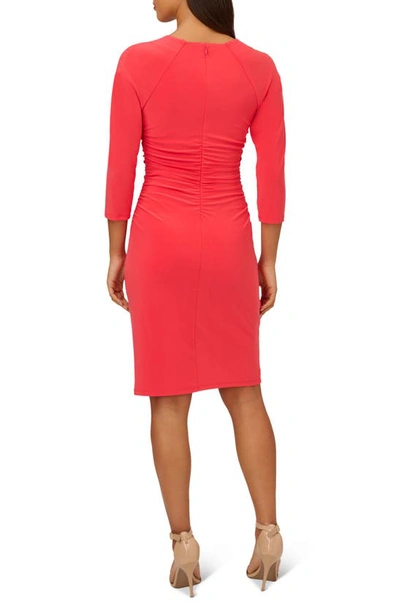 Shop Adrianna Papell Twist Front Cutout Jersey Cocktail Dress In Red Hibiscus