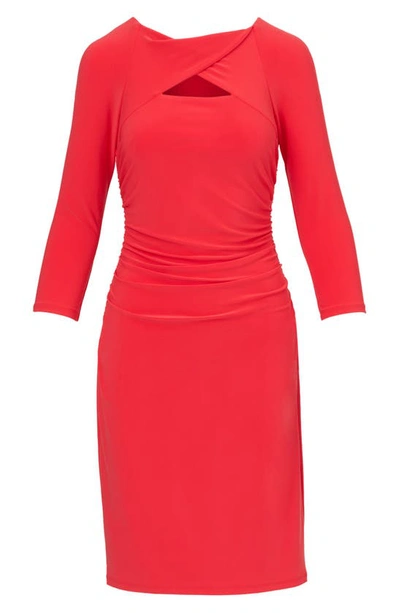 Shop Adrianna Papell Twist Front Cutout Jersey Cocktail Dress In Red Hibiscus