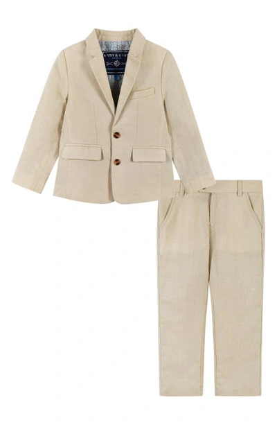 Shop Andy & Evan Kids' Two-piece Linen & Cotton Suit In Stone Linen