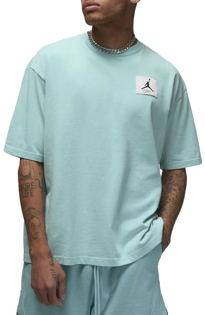Shop Jordan Flight Essentials Oversize Cotton T-shirt In Bleached Aqua