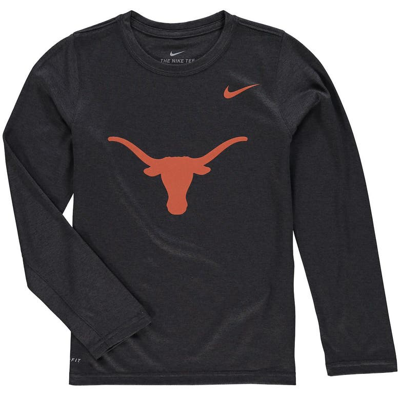 Shop Nike Youth  Heathered Gray Texas Longhorns Legend Logo Long Sleeve Performance T-shirt In Anthracite