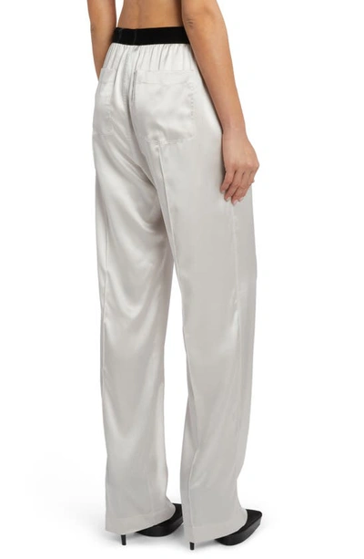Shop Tom Ford Stretch Silk Satin Pajama Pants In Platinum