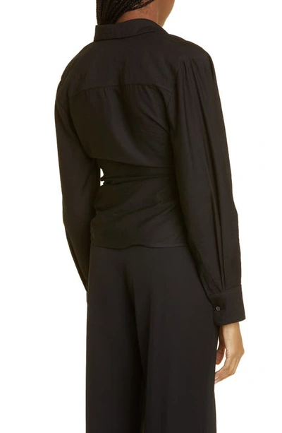 Shop Jacquemus Bahia Open Drape Long Sleeve Shirt In Black