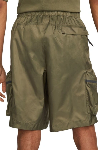 Shop Nike Tech Pack Water Repellent Woven Utility Shorts In Medium Olive/ Medium Olive