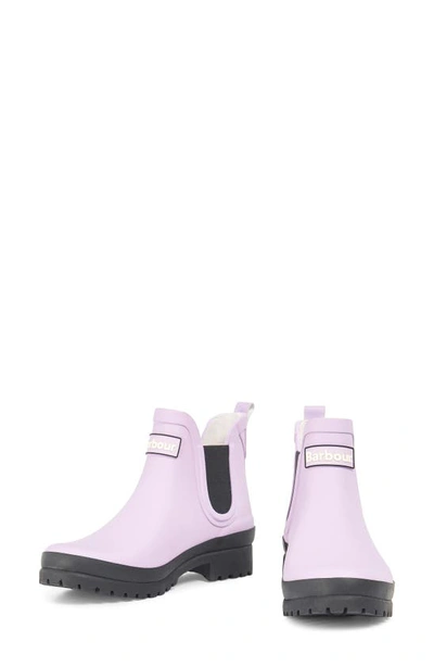 Shop Barbour Mallow Wellington Chelsea Boot In Lilac/ Black