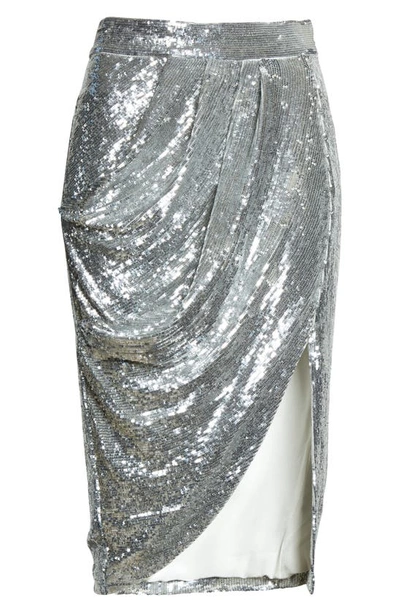 Shop Twp Lover Sequin Skirt In Silver