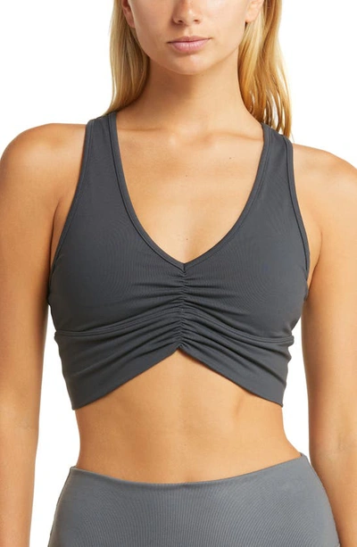 Shop Alo Yoga Wild Thing Racerback Bra In Anthracite