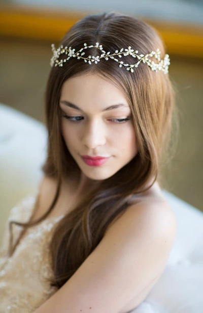 Shop Brides And Hairpins Octavia Pearl & Jeweled Halo & Sash In Classic Silver