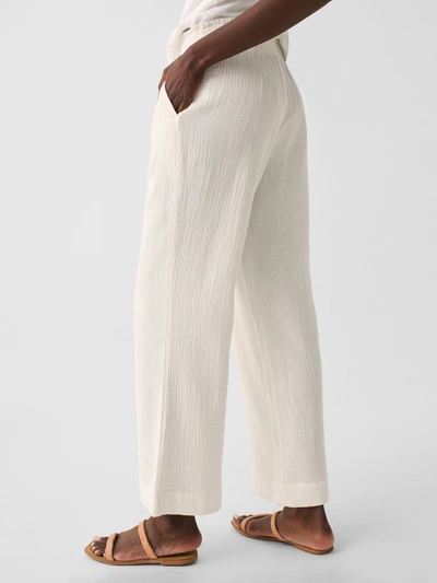 Shop Faherty Dream Cotton Gauze Wide Leg Pants In White