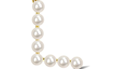 Delmar 3.5-4mm Freshwater Cultured Pearl Initial Pendant Necklace In Gold-l