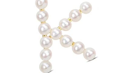 Delmar 3.5-4mm Freshwater Cultured Pearl Initial Pendant Necklace In Gold-k