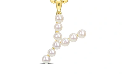 Delmar 3.5-4mm Freshwater Cultured Pearl Initial Pendant Necklace In Gold-y
