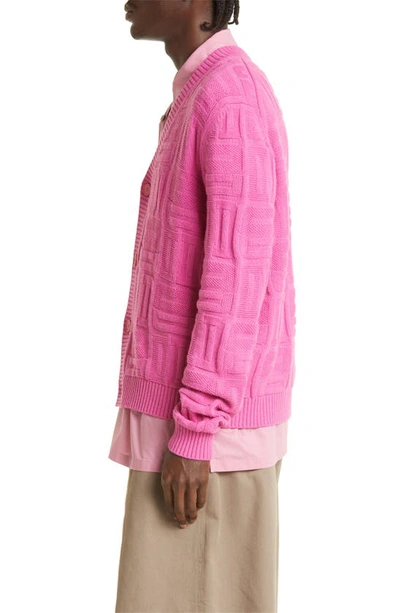 Shop Ambush Monogram Knit Cardigan In Shocking Pink No