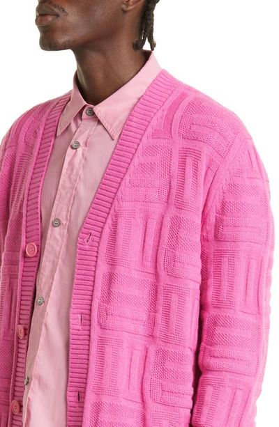 Shop Ambush Monogram Knit Cardigan In Shocking Pink No