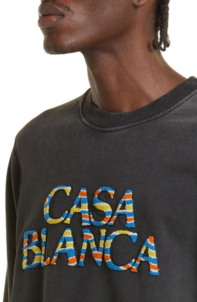 Shop Casablanca Ange De Jour Stacked Chenille Appliqué Organic Cotton Sweatshirt