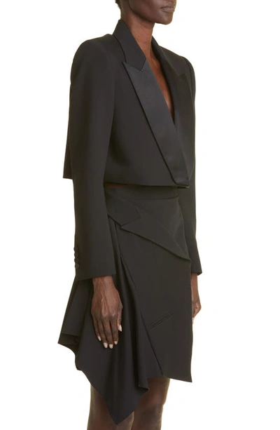 Shop Alexander Mcqueen Sartorial Wool Crop Blazer In 1000 Black