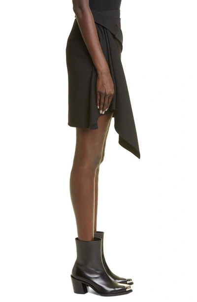 Shop Alexander Mcqueen Sartorial Draped Panel Wool Miniskirt In 1000 Black