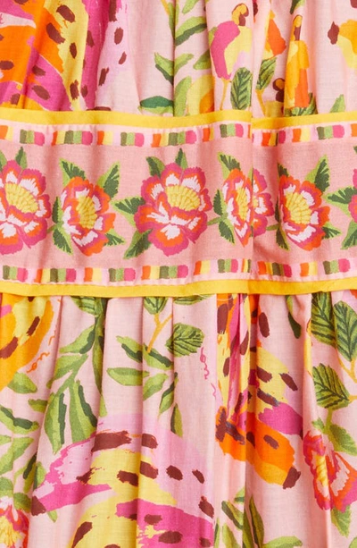 Shop Farm Rio Mixed Fruits Paradise Cotton Midi Sundress In Pink/ Yellow Multi