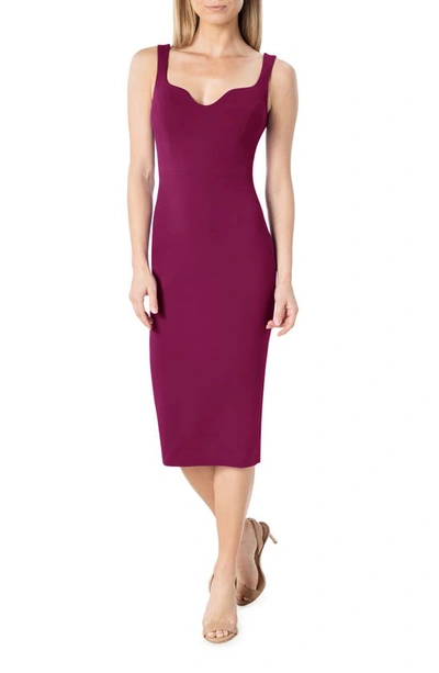 Dress The Population Sloane Sleeveless Sheath Dress In Dark Magenta