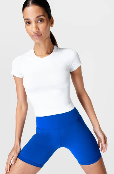 Shop Sweaty Betty Athlete Seamless Crop T-shirt In White