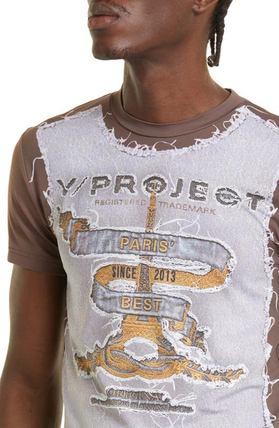Shop Y/project Paris' Best Second Skin Graphic T-shirt In Brown/ Ice Blue