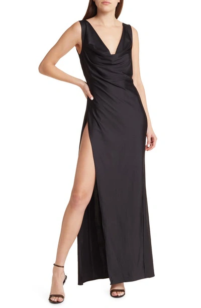Shop Mother Of All Calypso Side Slit Maxi Dress In Black