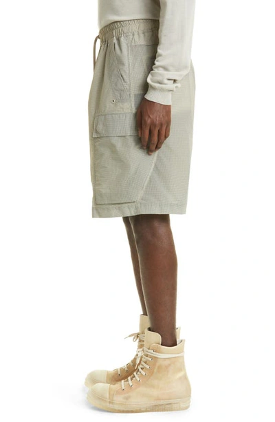 Shop Rick Owens Cargobela Check Nylon Shorts In Pearl