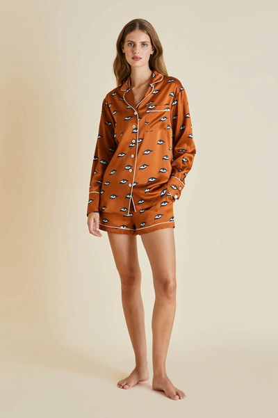 Shop Olivia Von Halle Alba Mensa Silk Satin Pyjama Set