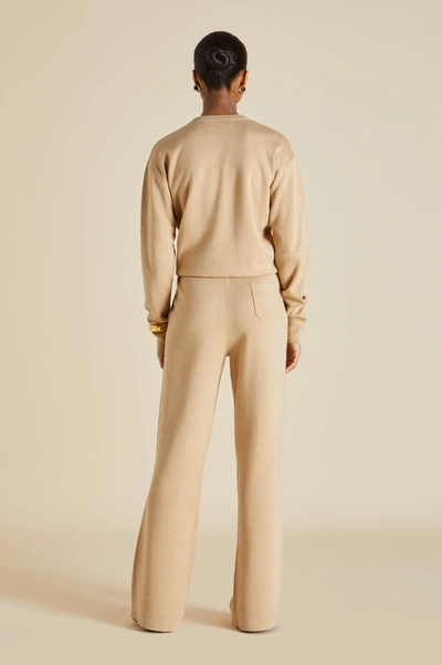 Shop Olivia Von Halle Carmel Shanghai Beige Tracksuit In Silk-cashmere