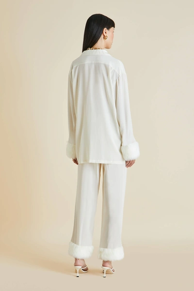 Shop Olivia Von Halle Casablanca Kiki Silk Crêpe De Chine Faux Fur Pyjama Set