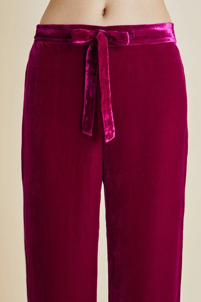 Shop Olivia Von Halle Coco Berry Silk Velvet Pyjama Set