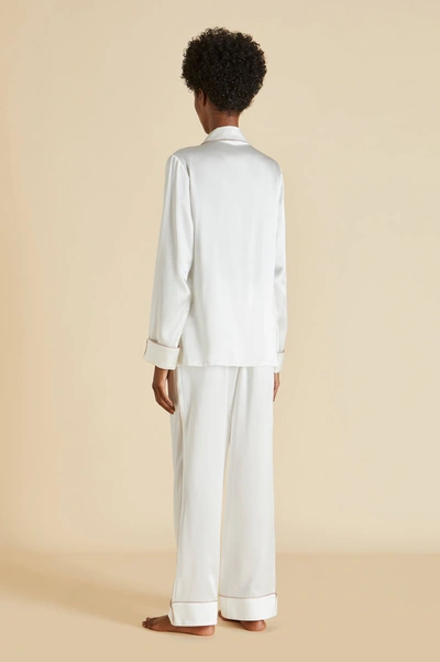 Shop Olivia Von Halle Coco Ivory Oyster Pyjamas In Silk Satin