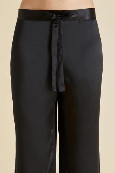 Shop Olivia Von Halle Coco Jet Black Pyjamas In Silk Satin