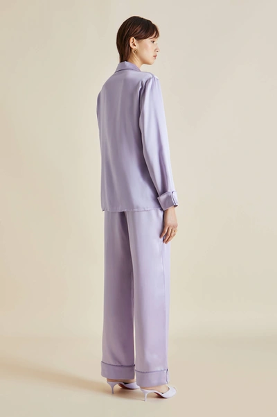 Shop Olivia Von Halle Coco Lilac Silk Satin Pyjamas