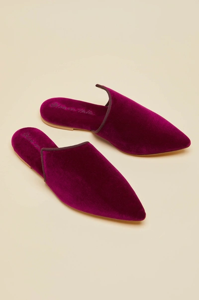 Shop Olivia Von Halle Contessa Pasha Pink Slippers In Velvet