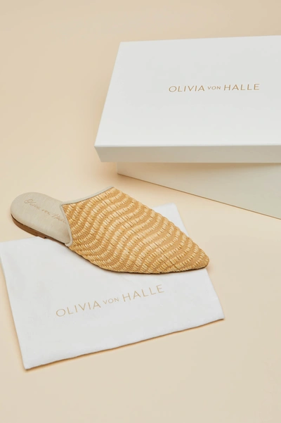 Shop Olivia Von Halle Contessa Roscoe Beige Slippers In Raffia