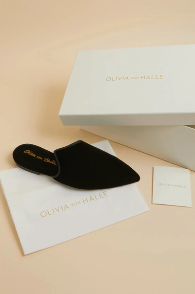 Shop Olivia Von Halle Contessa Verona Black Velvet Slippers