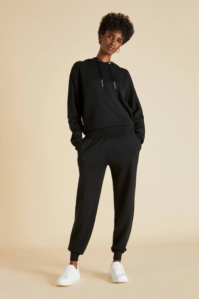 Shop Olivia Von Halle Gia Berlin Black Tracksuit In Silk-cashmere