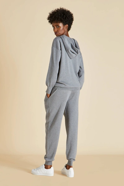 Shop Olivia Von Halle Gia London Grey Tracksuit In Silk-cashmere
