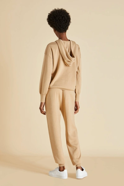 Shop Olivia Von Halle Gia Shanghai Beige Tracksuit In Silk-cashmere
