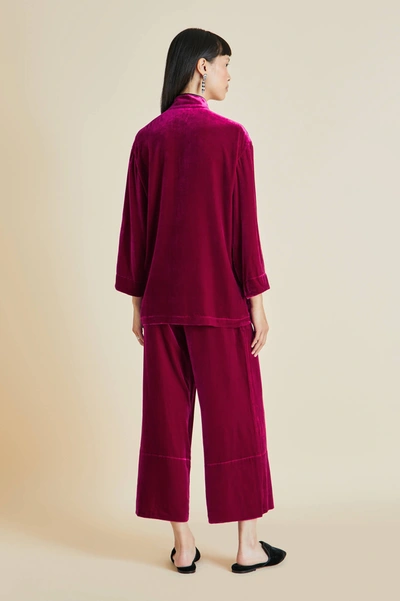 Shop Olivia Von Halle Harlow Berry Silk Velvet Devoré Pyjama Set