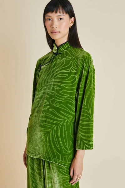 Shop Olivia Von Halle Harlow Odda Silk Velvet Devoré Pyjama Set