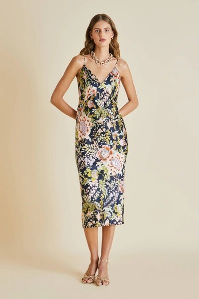 Shop Olivia Von Halle Issa Florens Silk Slip Dress