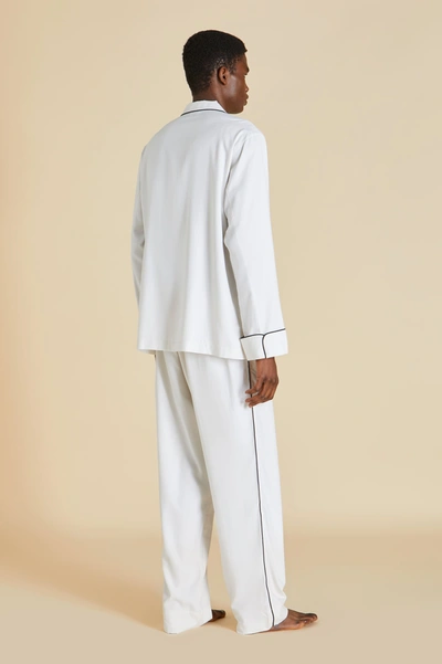 Shop Olivia Von Halle Laurent Ivory Pyjama Set In Sandwashed Silk