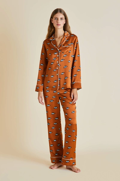Shop Olivia Von Halle Lila Mensa Silk Satin Pyjama Set