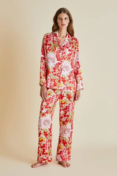 Shop Olivia Von Halle Lila Sylva Silk Satin Pyjama Set