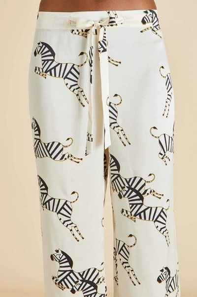 Shop Olivia Von Halle Lila Zebedee Ivory Pyjama Set In Silk Satin
