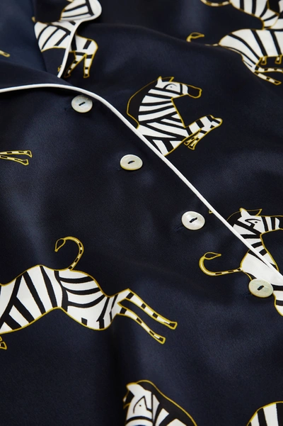 Shop Olivia Von Halle Lila Zizi Navy Pyjamas In Silk Satin