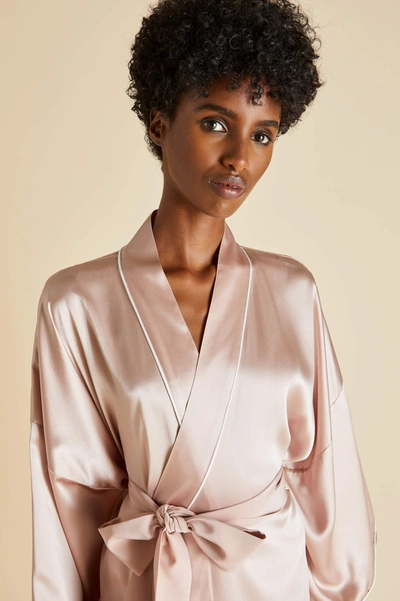 Shop Olivia Von Halle Mimi Oyster Ivory Robe In Silk Satin