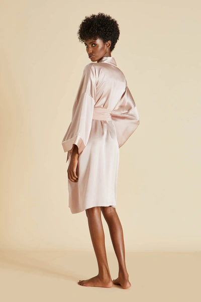 Shop Olivia Von Halle Mimi Oyster Ivory Robe In Silk Satin